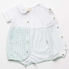 画像8: 気球刺繍・グリーンギンガム・ロンパース_70cm (8)