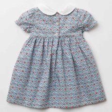 画像6: ディッツィー・ブルーフローラルプリント・ハンドスモッキング・ワンピース_5_6歳用(身長 108-114cm) (6)