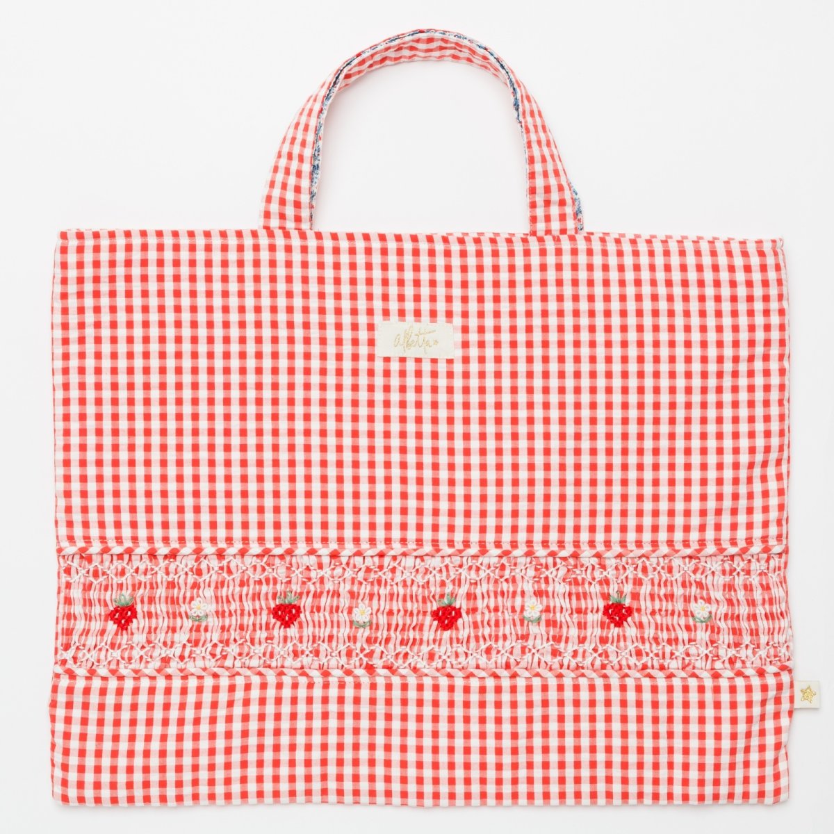 画像2:  レッドギンガム・ハンドスモッキングバッグ  (2)