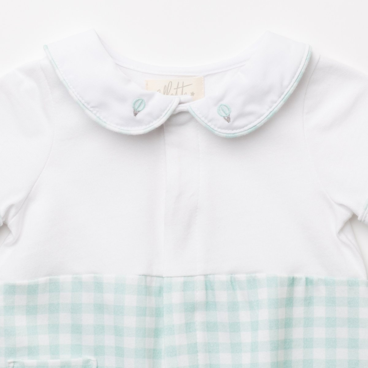 画像9: 気球刺繍・グリーンギンガム・ロンパース_70cm (9)