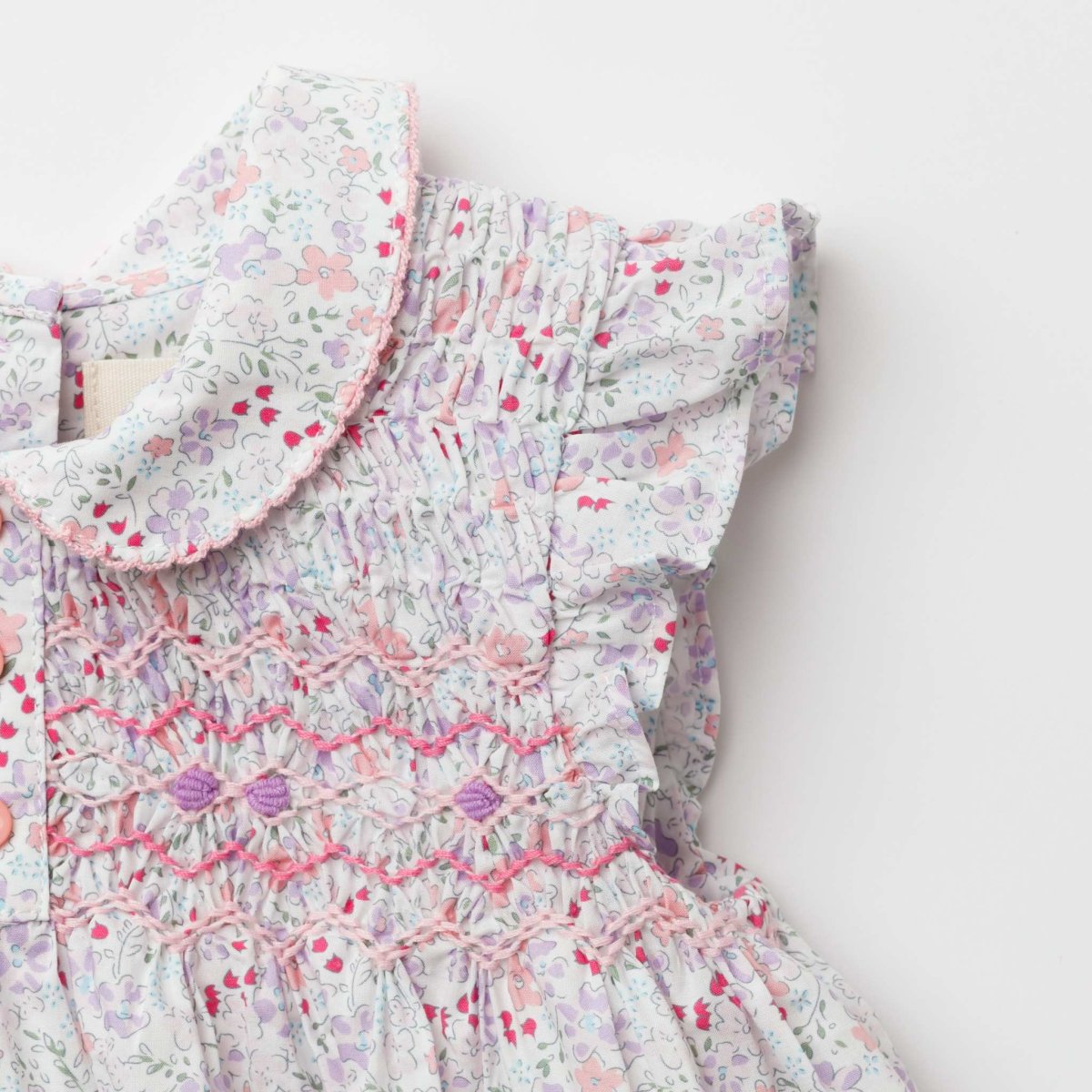 画像12: ワイルドフラワープリント・ハンドスモッキング・ワンピース_6〜12ヶ月(80-85cm) (12)