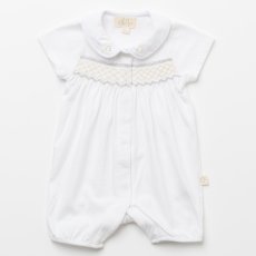 画像1: ハンドスモッキング・アムール・ホワイトジャージー（男の子用）_80cm (1)