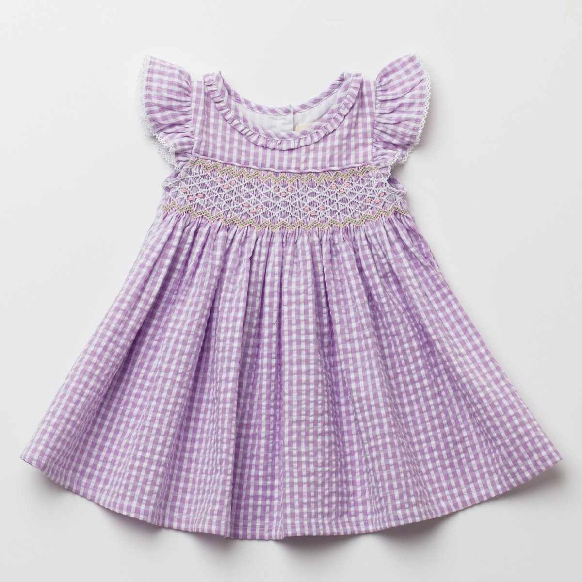 画像6: ラベンダーギンガム・ハンドスモッキングワンピース_6_12ヶ月用(身長 80-85cm) (6)