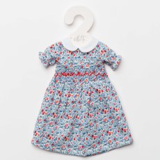 画像3: 【ドール用】ディッツィーブルー・フローラルプリント・ハンドスモッキング・ドールドレス (3)