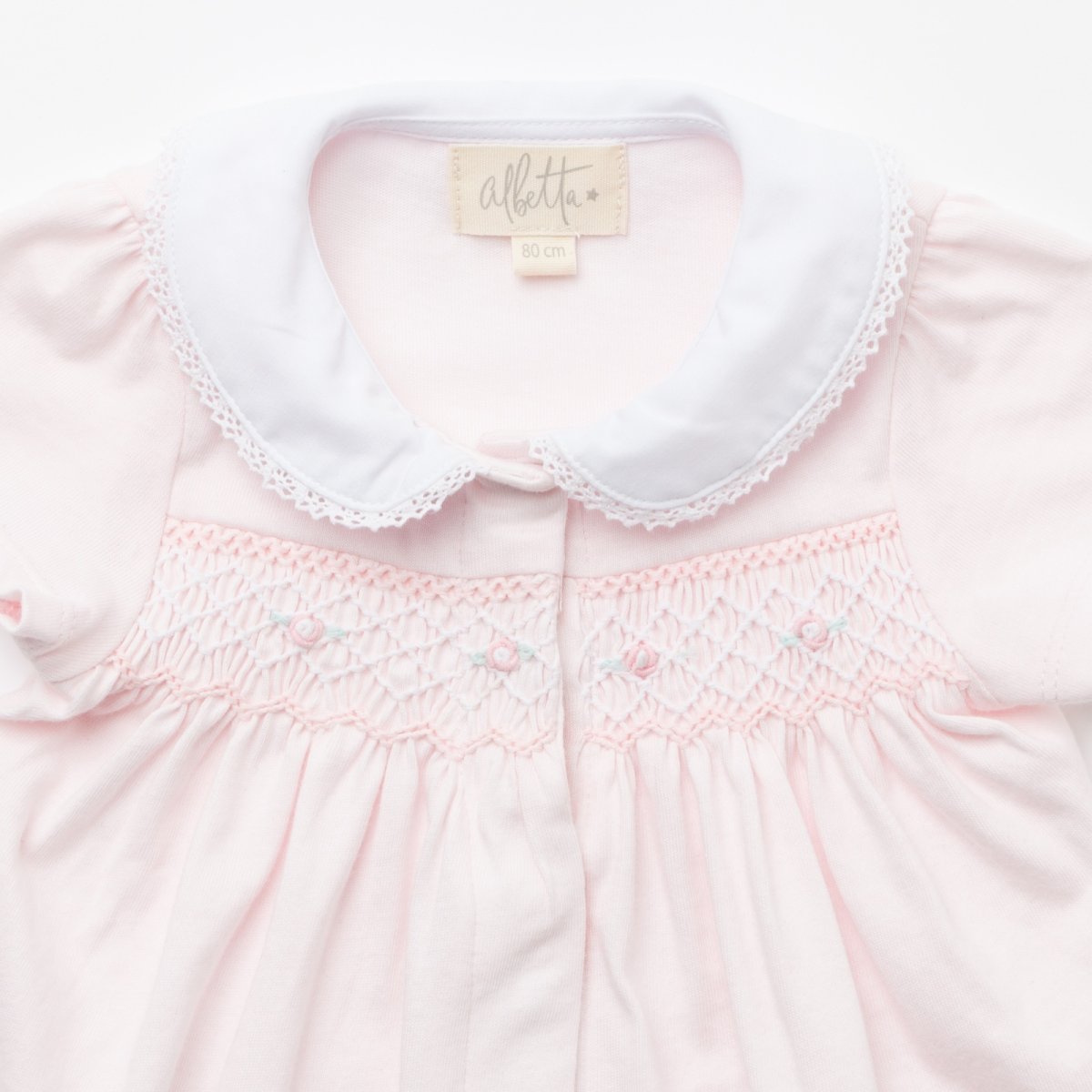 画像9: ハンドスモッキング・アムール・ピンクジャージー(男の子用)_80cm (9)