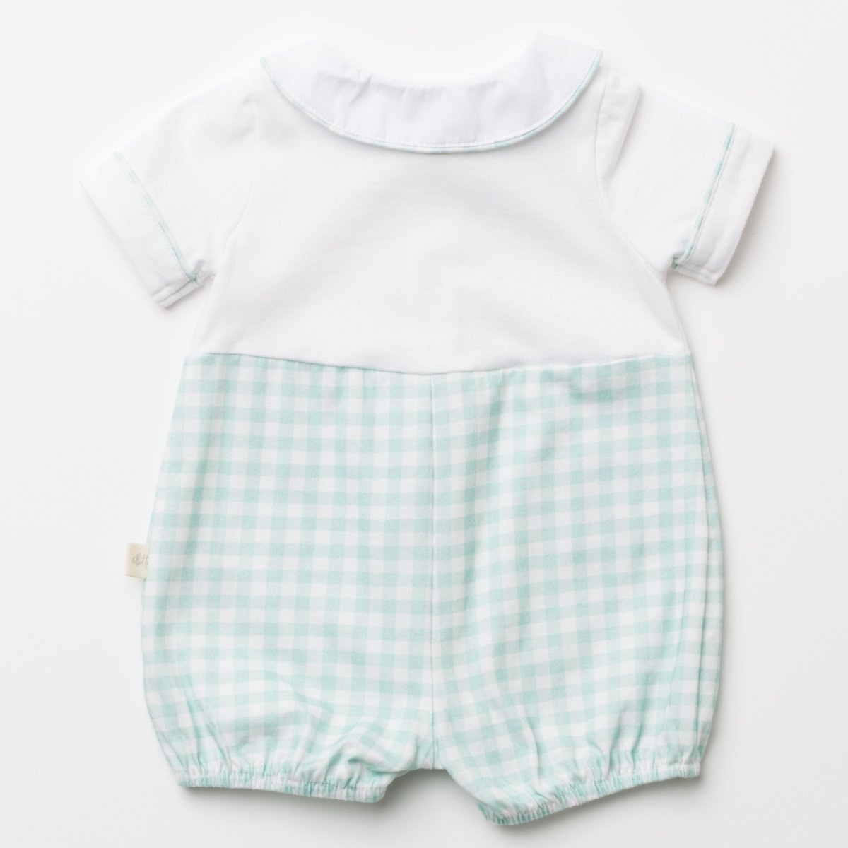 画像7: 気球刺繍・グリーンギンガム・ロンパース_70cm (7)