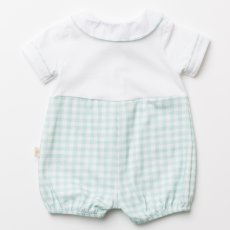 画像7: 気球刺繍・グリーンギンガム・ロンパース_70cm (7)