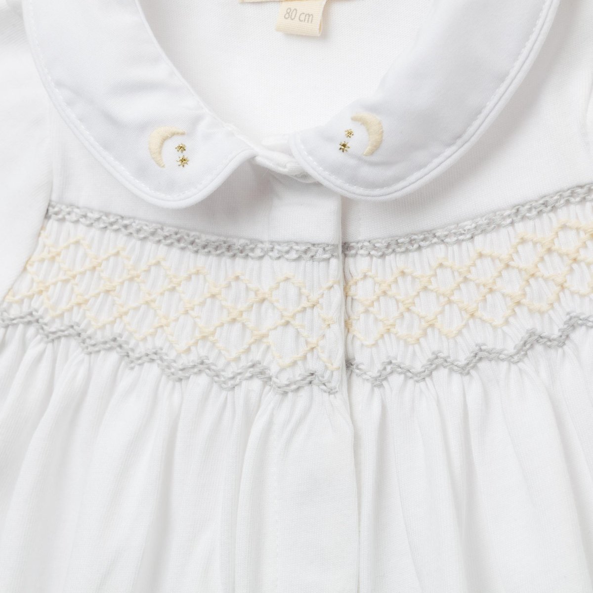 画像3: ハンドスモッキング・アムール・ホワイトジャージー（男の子用）_80cm (3)