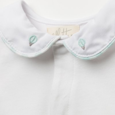 画像2: 気球刺繍・グリーンギンガム・ロンパース_70cm