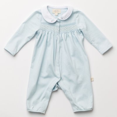 画像1: ハンドスモッキング・アムール・ブルージャージー(女の子用)_80cm