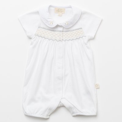 画像1: ハンドスモッキング・アムール・ホワイトジャージー（男の子用）_80cm