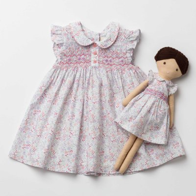 画像2: ワイルドフラワープリント・ハンドスモッキング・ワンピース_6〜12ヶ月(80-85cm)