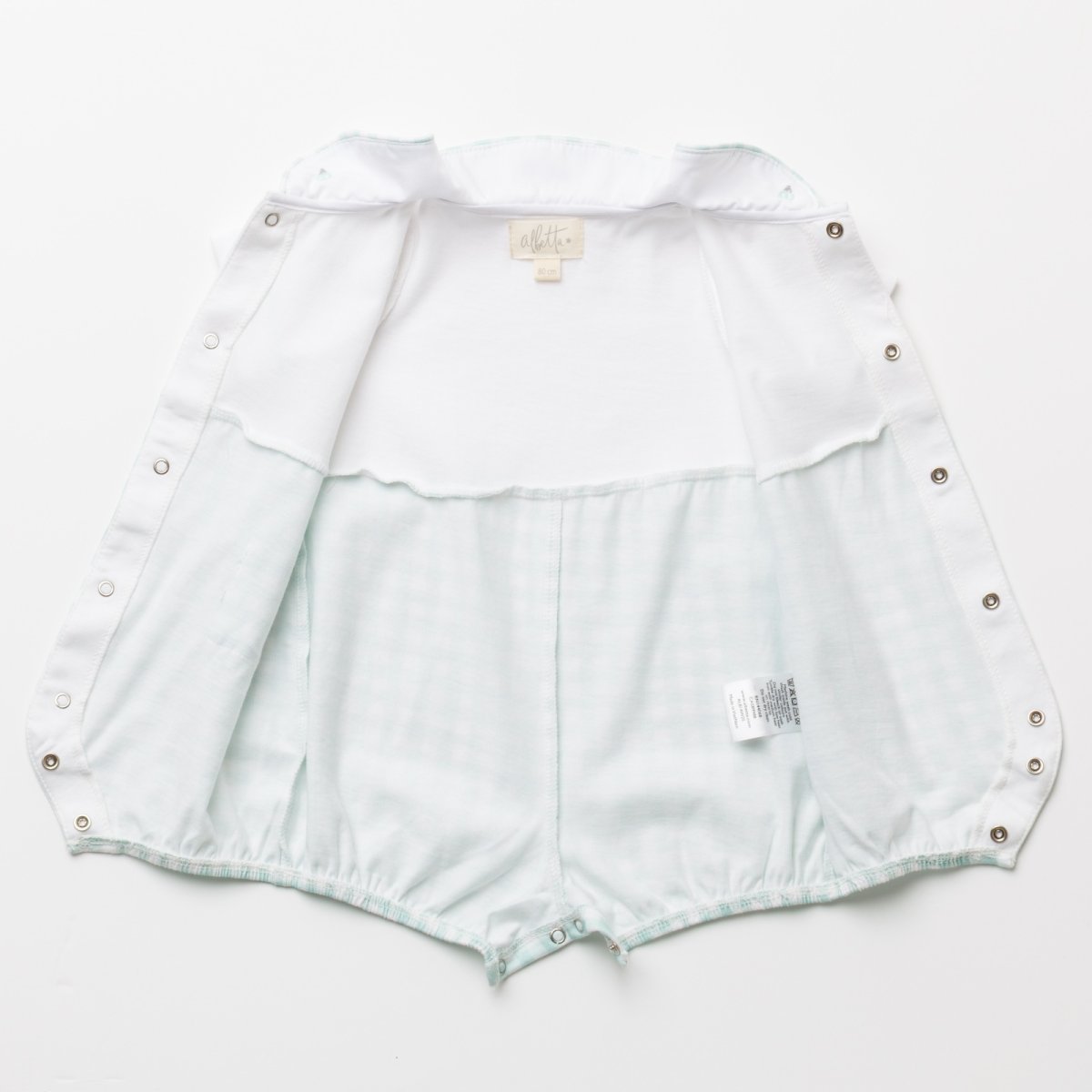 画像12: 気球刺繍・グリーンギンガム・ロンパース_70cm (12)