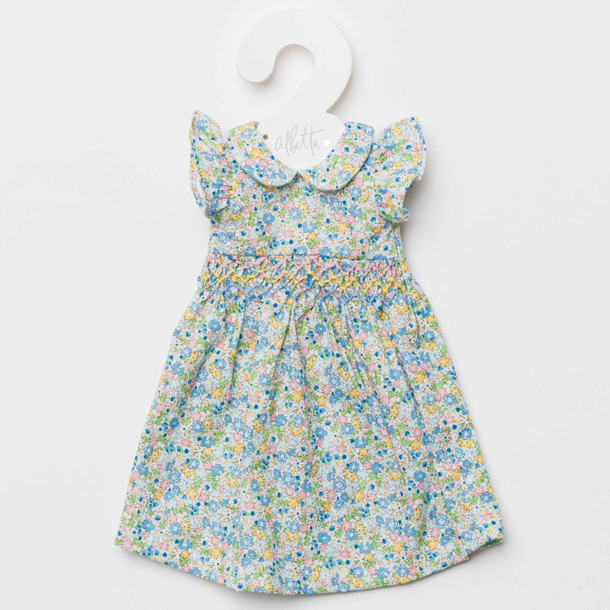 画像3: 【ドール用】ノラフローラルプリント・ハンドスモッキング・ドールドレス (3)