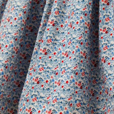 画像1: ディッツィー・ブルーフローラルプリント・ハンドスモッキング・ワンピース_5_6歳用(身長 108-114cm)