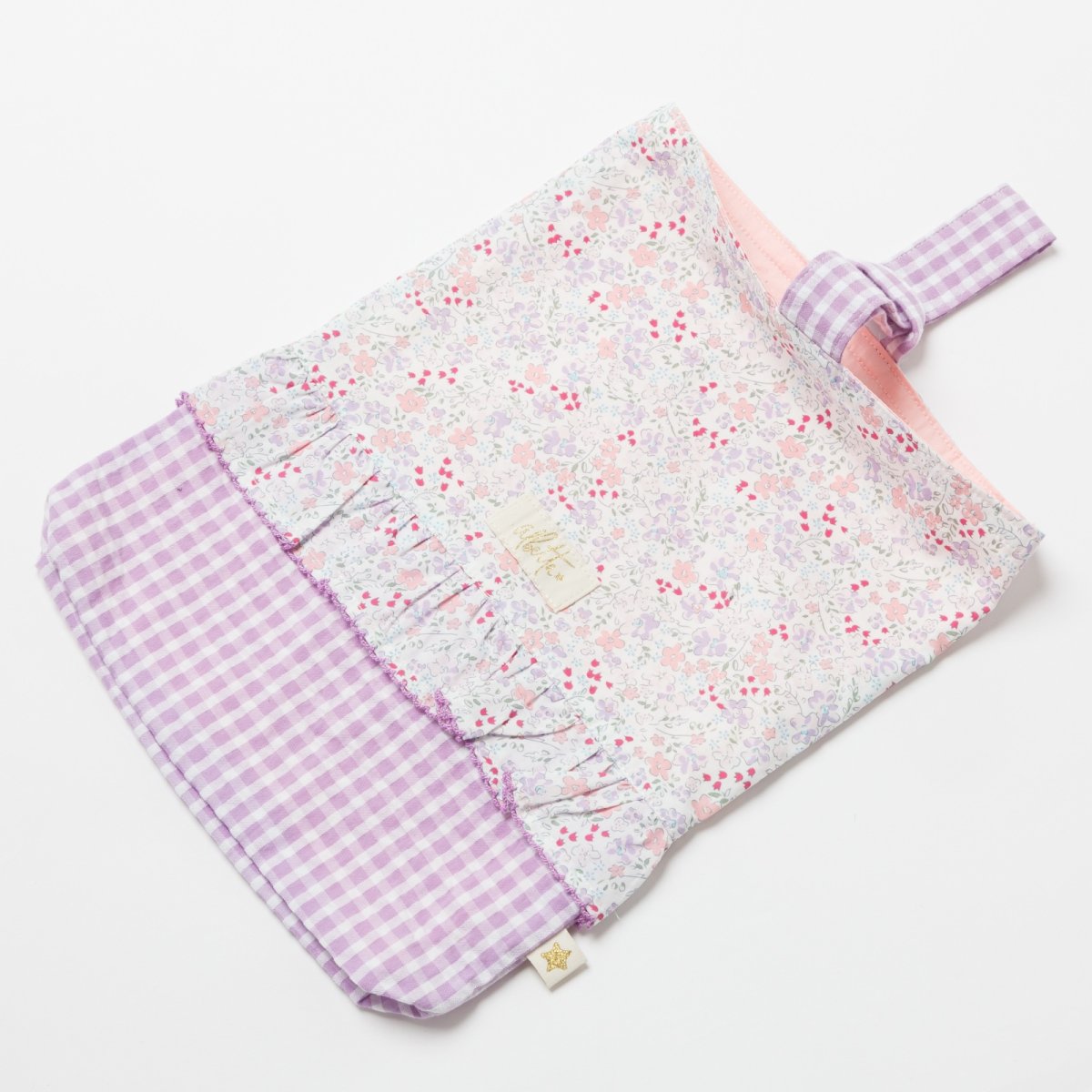 画像6: ライラックギンガム・シューズバッグ (6)