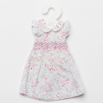 画像1: 【ドール用】ワイルドフラワープリント・ハンドスモッキング ドールドレス