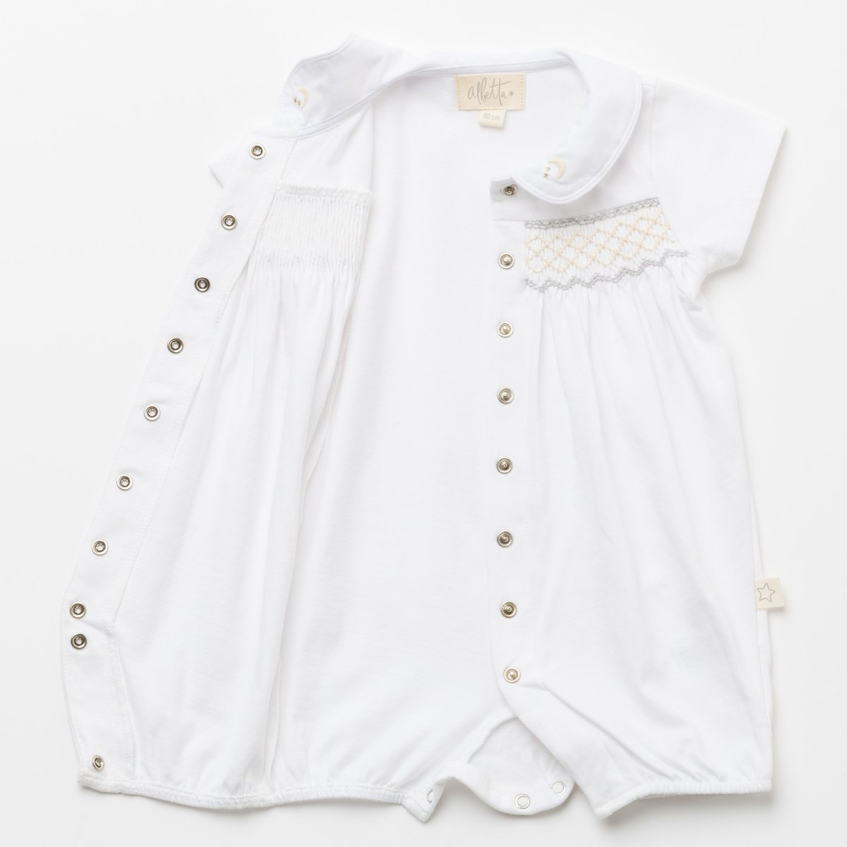 画像9: ハンドスモッキング・アムール・ホワイトジャージー（男の子用）_80cm (9)