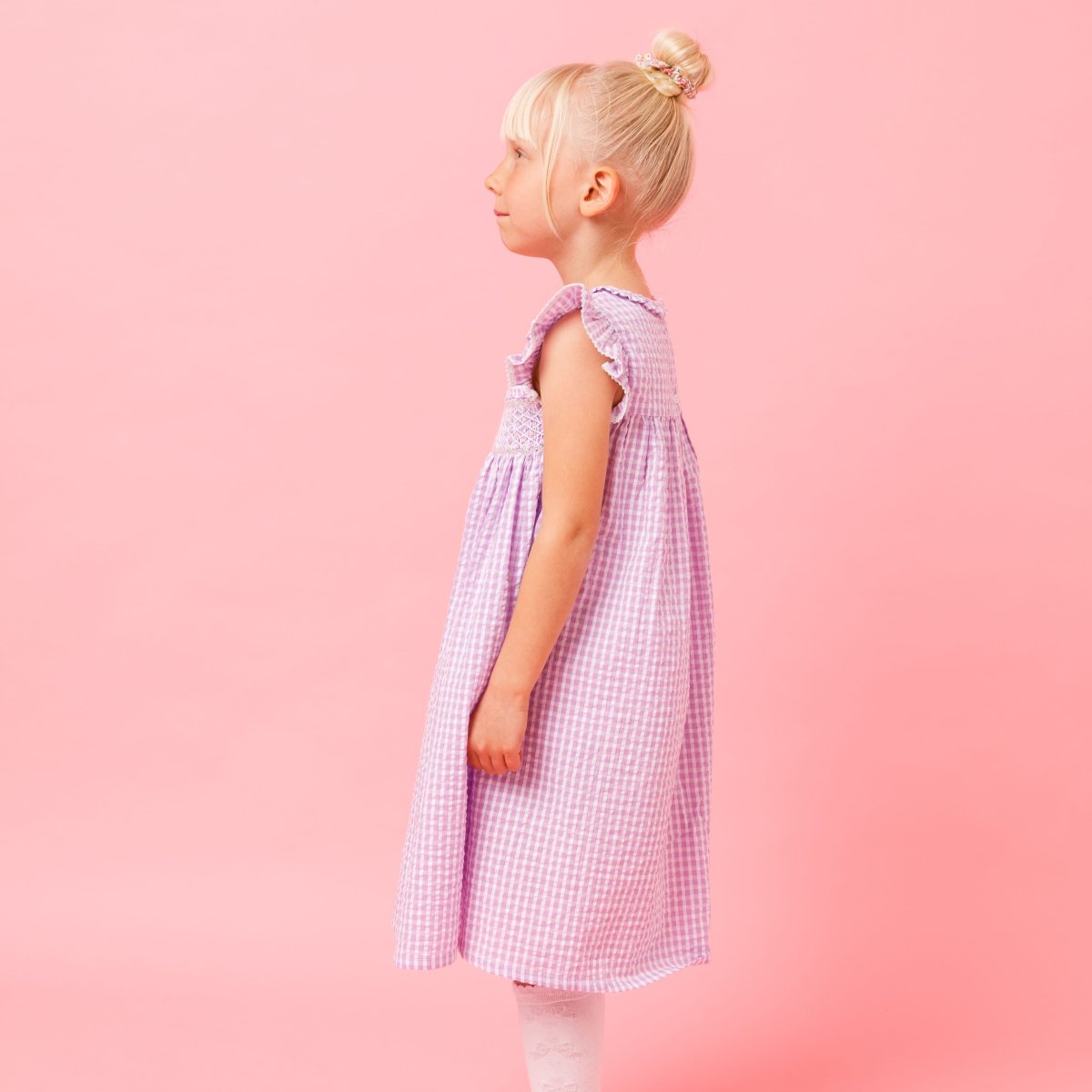 画像3: ラベンダーギンガム・ハンドスモッキングワンピース_6_12ヶ月用(身長 80-85cm) (3)