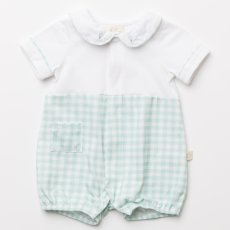 画像6: 気球刺繍・グリーンギンガム・ロンパース_70cm (6)