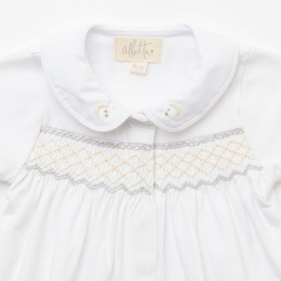 画像2: ハンドスモッキング・アムール・ホワイトジャージー（男の子用）_80cm