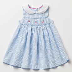 画像10: チェリー刺繍・ブルーシアサッカー・ハンドスモッキング・ワンピース_1〜2歳(85-92cm) (10)