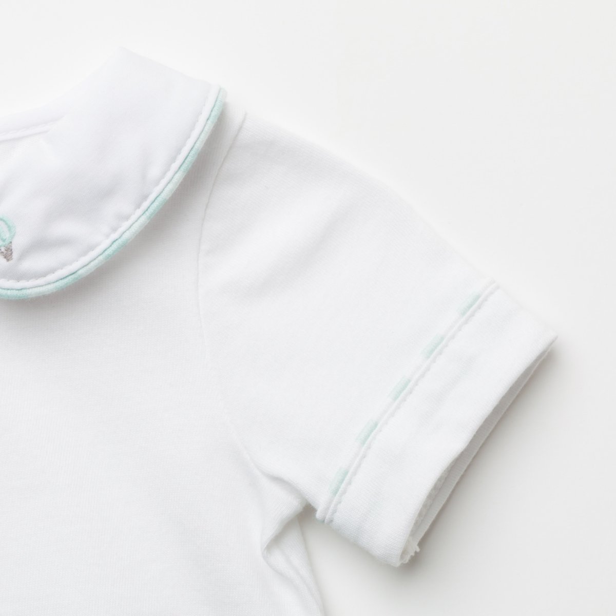 画像15: 気球刺繍・グリーンギンガム・ロンパース_70cm (15)