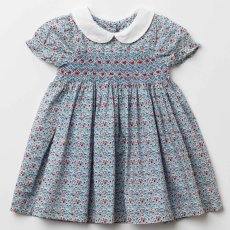 画像5: ディッツィー・ブルーフローラルプリント・ハンドスモッキング・ワンピース_5_6歳用(身長 108-114cm) (5)