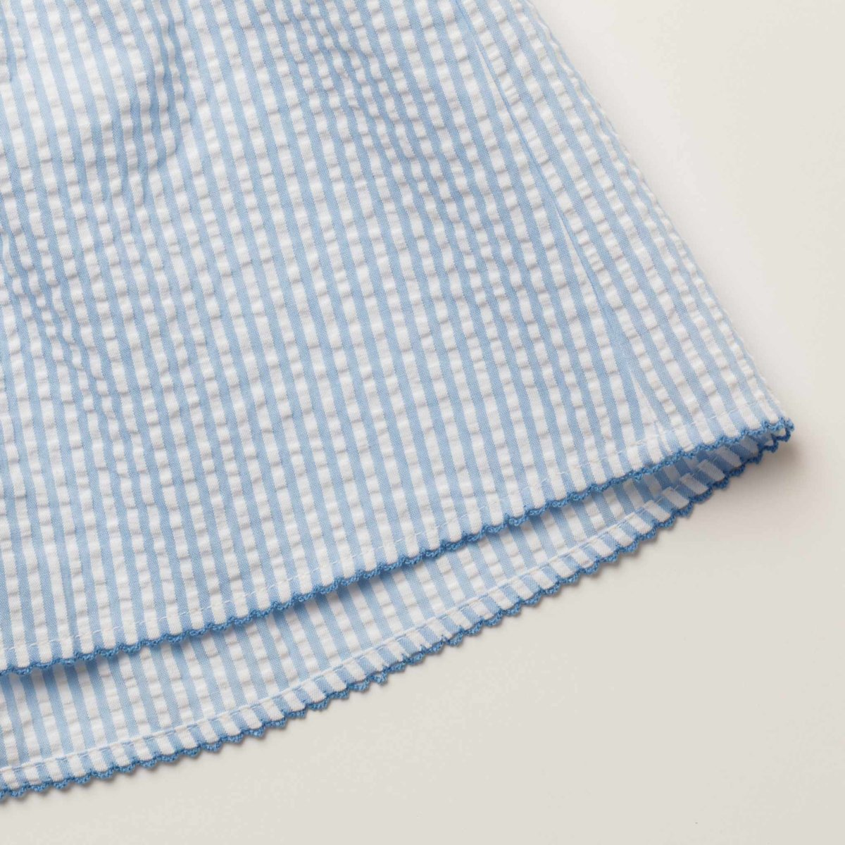 画像15: チェリー刺繍・ブルーシアサッカー・ハンドスモッキング・ワンピース_1〜2歳(85-92cm) (15)