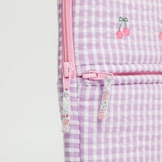 画像6: チェリー刺繍・ラベンダーギンガム・ノートパソコンバッグ (6)