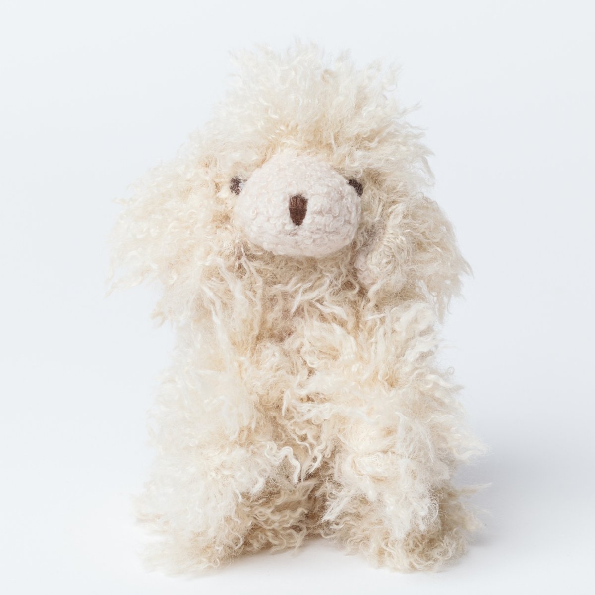 画像1: ベージュプードルベビー・ファーぬいぐるみ (1)