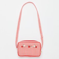 画像6: ストロベリー刺繍・レッドギンガム・クロスバッグ (6)