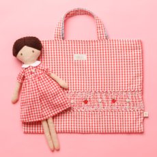 画像1:  レッドギンガム・ハンドスモッキングバッグ  (1)