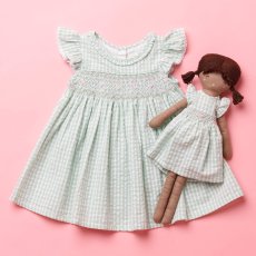 画像2: 【ドール用】アップルギンガム・ハンドスモッキング・ドールドレス (2)