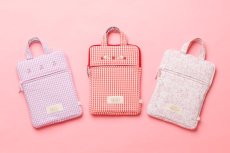 画像10: チェリー刺繍・ラベンダーギンガム・ノートパソコンバッグ (10)