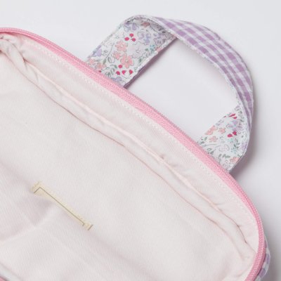 画像2: チェリー刺繍・ラベンダーギンガム・ノートパソコンバッグ