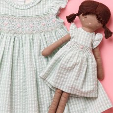 画像1: 【ドール用】アップルギンガム・ハンドスモッキング・ドールドレス (1)