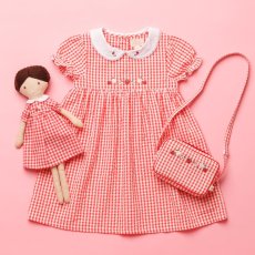 画像8: ストロベリー刺繍・レッドギンガム・クロスバッグ (8)