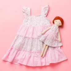 画像2: 【ドール用】ブルーベルフローラル・ティアード・ドールドレス (2)