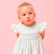 画像1: アップルギンガム・ハンドスモッキングワンピース_5_6歳用(身長 108-114cm) (1)