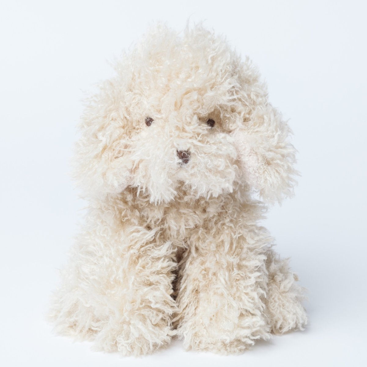 画像1: ベージュプードルママ・ファーぬいぐるみ (1)