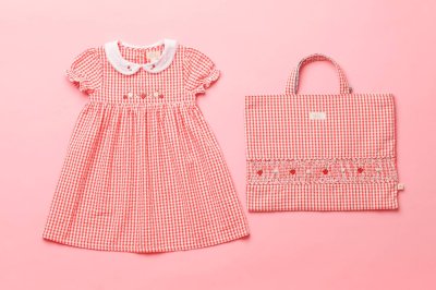 画像2:  レッドギンガム・ハンドスモッキングバッグ 