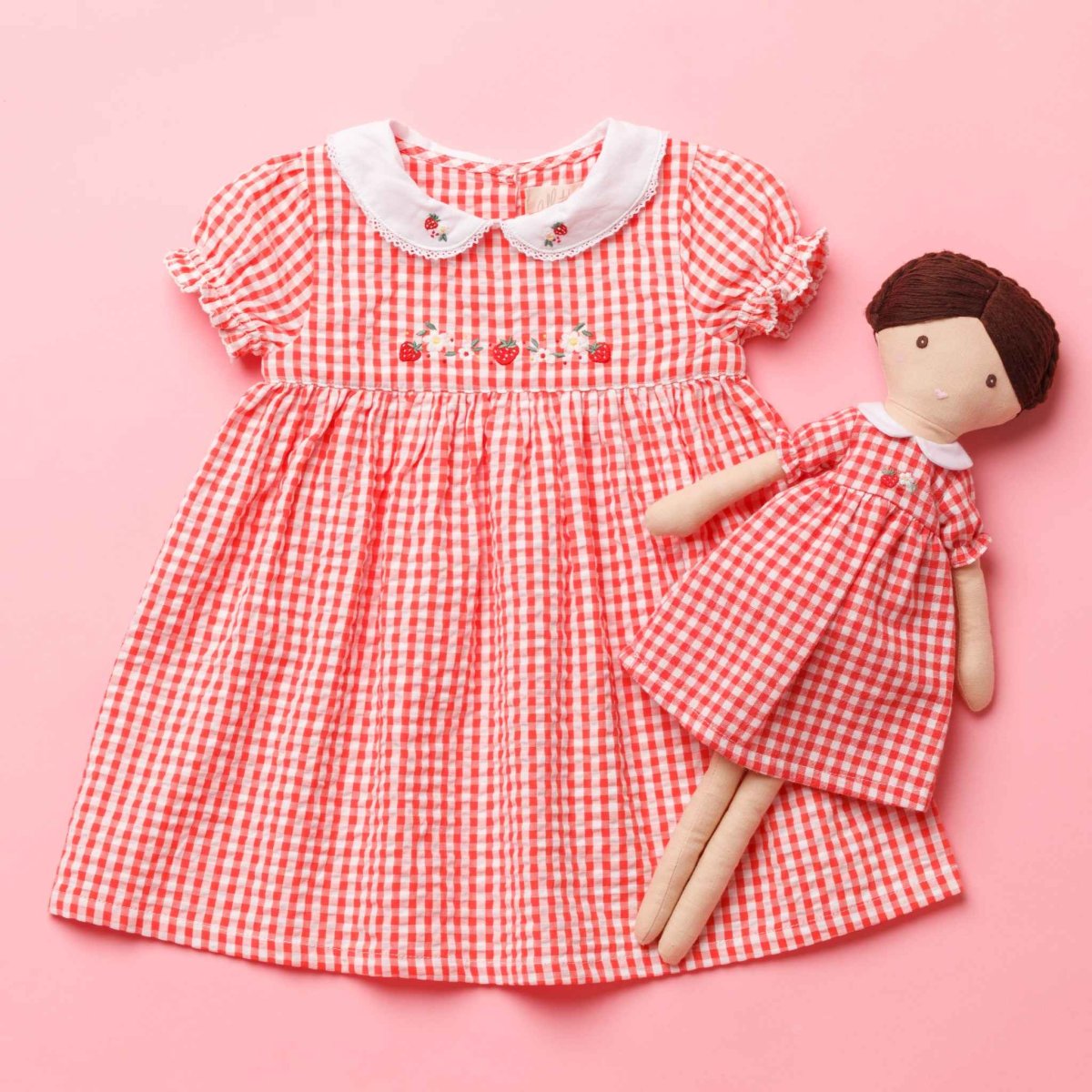 画像2: 【ドール用】ストロベリー刺繍・ドールドレス (2)