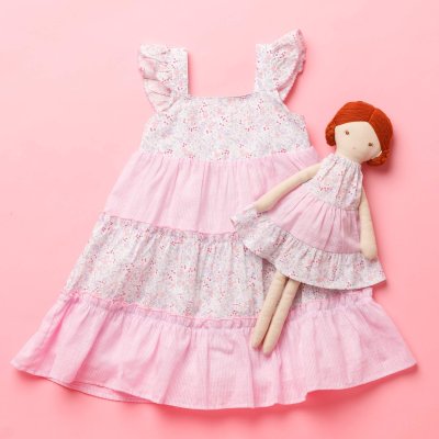 画像2: 【ドール用】ブルーベルフローラル・ティアード・ドールドレス