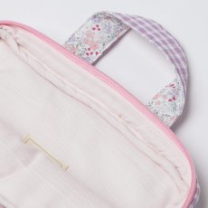 画像9: チェリー刺繍・ラベンダーギンガム・ノートパソコンバッグ (9)