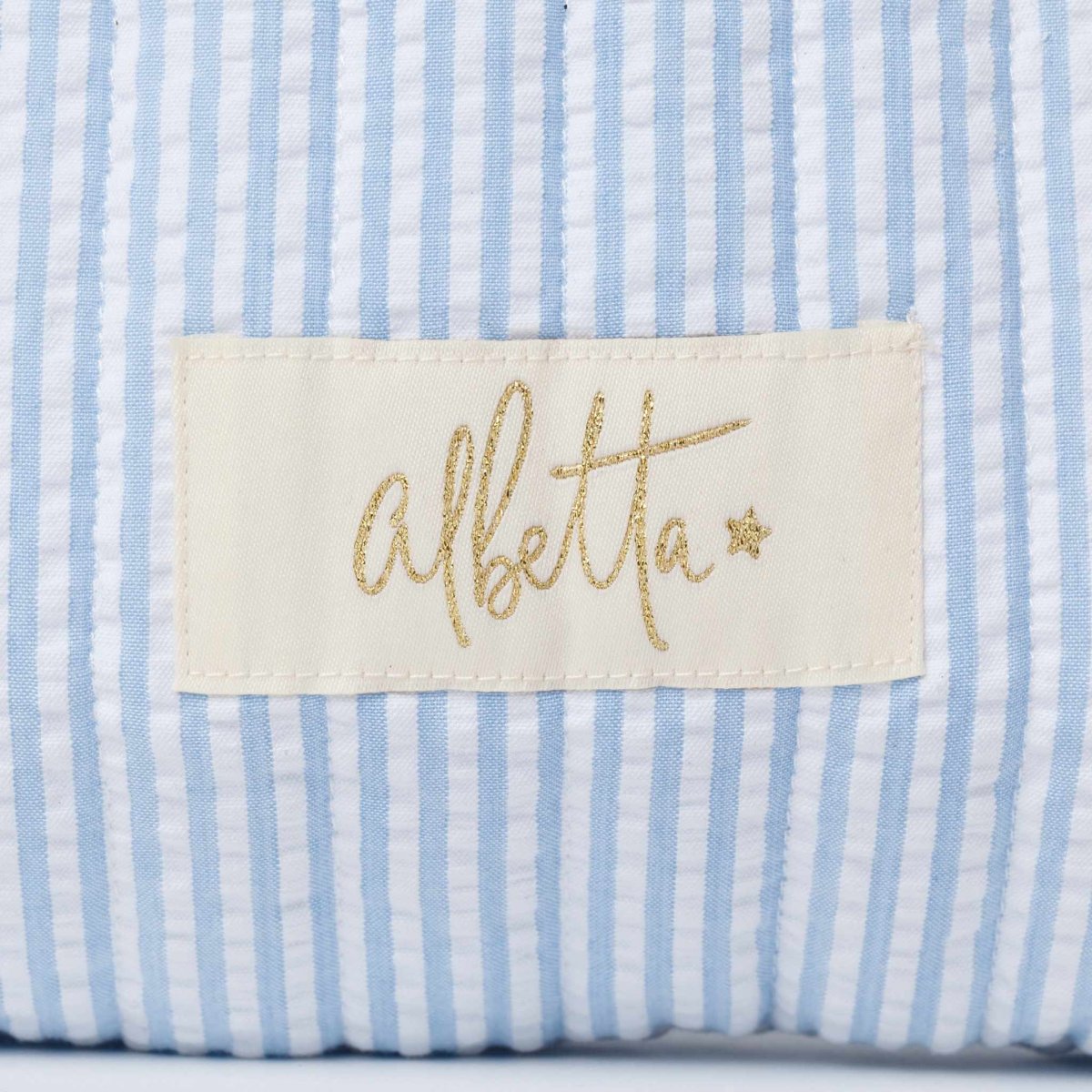 画像4: ブルーストライプ・フリルキルト・バッグ (4)