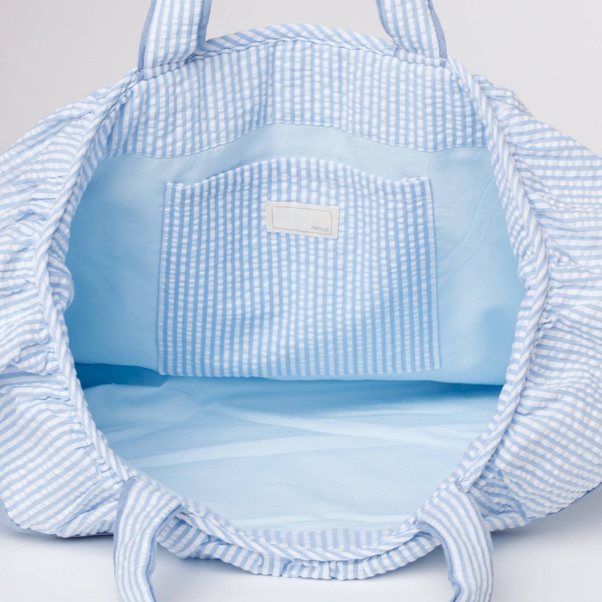 画像3: ブルーストライプ・フリルキルト・バッグ (3)