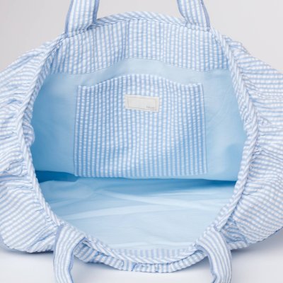 画像2: ブルーストライプ・フリルキルト・バッグ