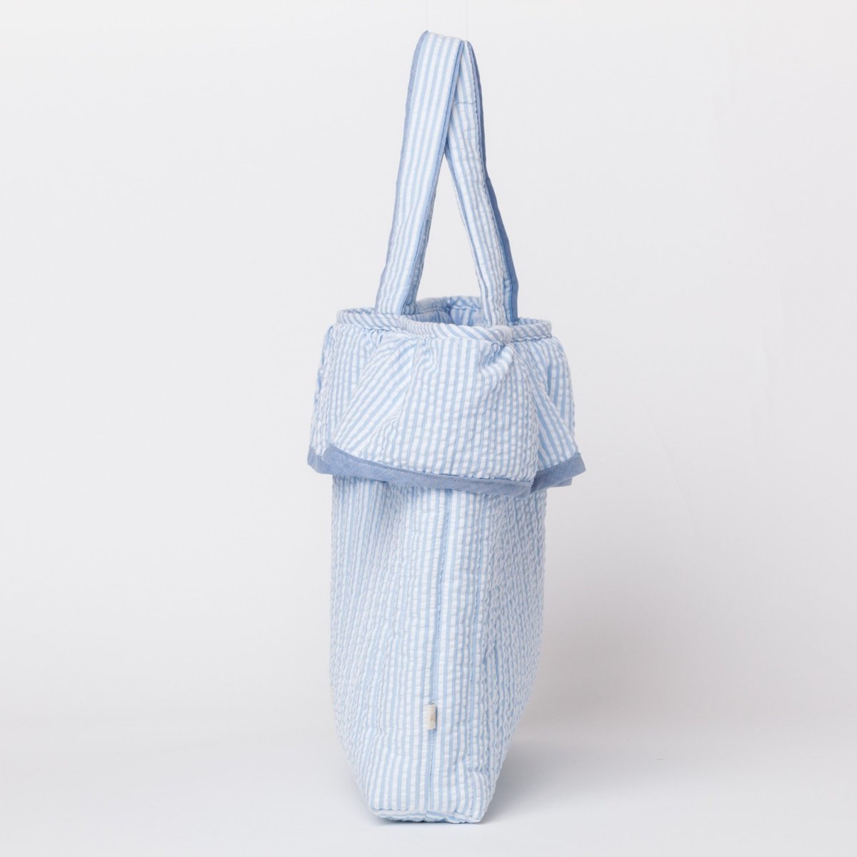 画像2: ブルーストライプ・フリルキルト・バッグ (2)