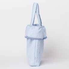 画像2: ブルーストライプ・フリルキルト・バッグ (2)
